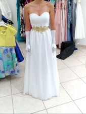 Abito da sposa tg. 44 con coprispalle, guanti e scarpe con tacco 