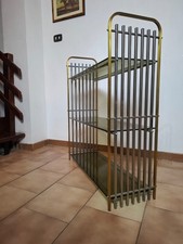 Vetrina Libreria Romeo Rega. In Ottone Ed Acciaio, E Vetro Dell' Epoca. Anni 50