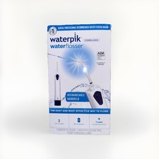WATERPIK Water Flosser Senza Fili Bianco Include 2 Punte Jet 360W, SCATOLA APERTA.