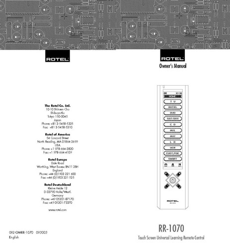 Rotel 1070 telecomando - rotel, rr-1070