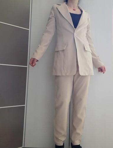 Tailleur beige donna pantalone - tailleur,