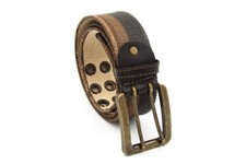 Cintura uomo donna in tessuto bicolore e pelle lavorazione artigianale italiana