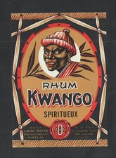 1930s RHUM KWANGO BOTTLE LABEL