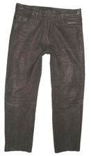" Canda " Uomo- Jeans IN Pelle/Nabuk Pantaloni Pelle Dkl Braun Tgl 52 Circa W36
