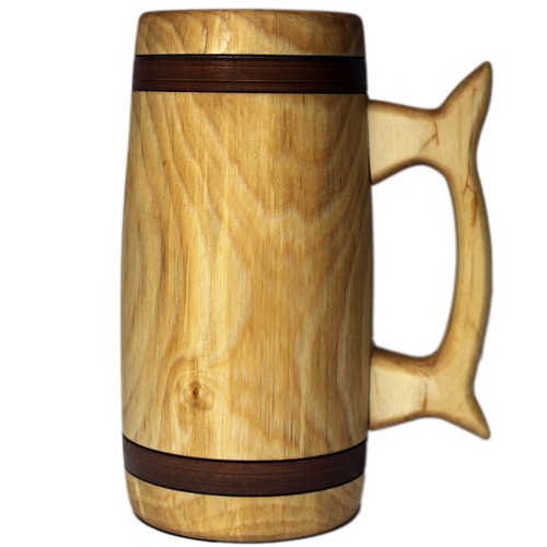 Boccale legno birra - legno, krug