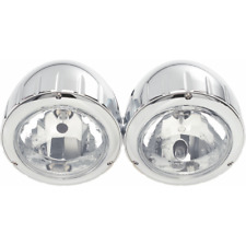 DOPPIO FARO MOTO CUSTOM in metallo universale fissaggio laterale mm120 omologato