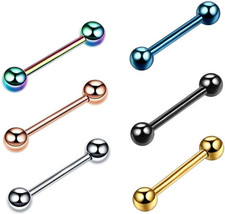 6 Pezzi Piercing Alla Lingua in Acciaio Chirurgico Lunghezza Bilanciere 14Mm