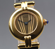 Orologio Qz Donna Vintage [Ecc+5] Cartier Must Colisee Vermeil 590002 Oro Nero