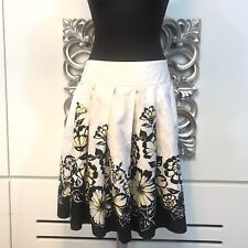 Gonna a Pieghe al Ginocchio Bianca Nera Fiori tg.42