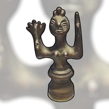 ANTICA SCULTURA IN BRONZO DONNA CON LE BRACCIA ALZATE STATUA  "MADRE TERRA"