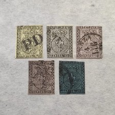 francobolli 1852 ASI antichi stati italiani parma 5 firmato 10 15 25 40 cent