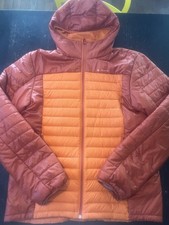 quechua decathlon piumino puffer felpa con cappuccio giacca arancione bruciato uomo taglia XL