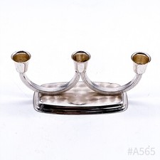 Candelabro In Metallo Argentato A Tre Bracci