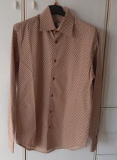 Camicia uomo, color senape a righe diagonali bordeaux, stile anni '70, tg S