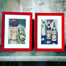 Coppia Stampe Originali Pubblicitarie Anni 70 Martini Vintage Insegna Tabella