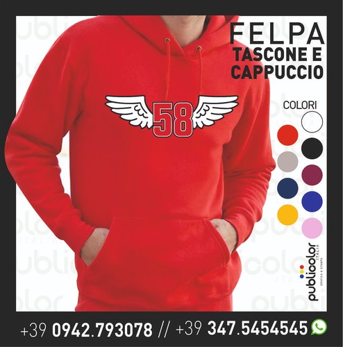 Felpa cappuccio tascone - cappuccio, stampa