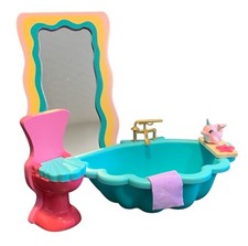 Kidcraft Rainbow Dreamers Conchiglia Bagno Casa delle Bambole Mobili, 8 Pezzi NUOVO Scatola