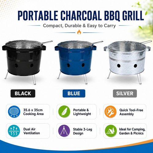 Secchio portatile barbecue - portatile,