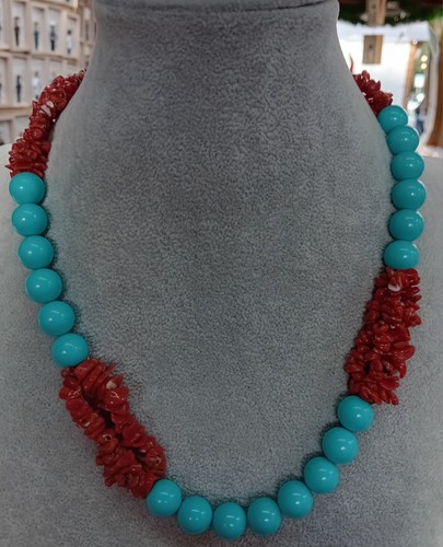 Collana corallo e turchese - e,