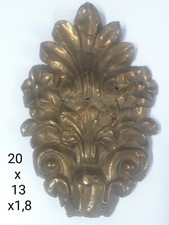 Antico Fregio O Placca In Ottone Dorato Sbalzato A Mano 