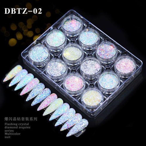 Set nail glitter polvere - 12, pz/set