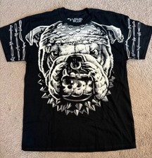 Liquid Blue Skeleton Bull Dog Black T-Shirt Brand New Mens Sizes