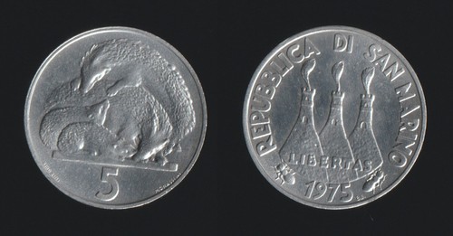 San marino lire 1975 - marino, 5