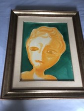 VIRGILIO GUIDI - TESTA GRANDE VERDE olio su tela - con autentica-