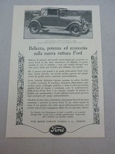 *ADVERTISING  pubblicita' NUOVA VETTURA FORD BELLEZZA POTENZA ECONOMIA  -- 1928