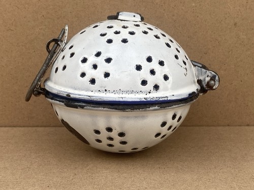 Vintage enamel blue and - enamel, white