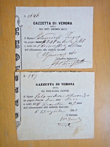 1860 gazzetta verona due - 1860-gazzetta, di