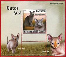 A3362 - SAO TOME & PRINCIPE, ERRORE ERRATO: 2008, Cat, Devon Rex, blu russo