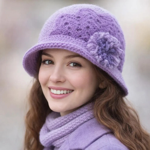 Cappello lilla all uncinetto - lilla, all'uncinetto