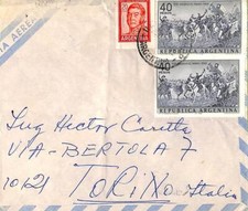 ac6425 - ARGENTINA - STORIA POSTALE - COPERTINA POSTA AEREA 1958 SAN MARTINO DECENTRADO!