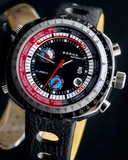 Sorna orologio da uomo cinturino orologio automatico BULLHEAD NOS-STYLE Worldtimer Watch NUOVO
