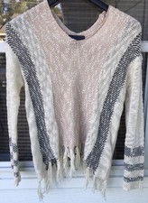 Anthropologie Lovemarks maglione donna grande pullover boho hippie con frange