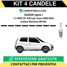 KIT 4 CANDELE per SUZUKI Ignis I 1.3 4WD 61 kw anno 2000-2003
