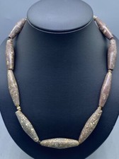 Collana rara antica perle di pietra di diaspro naturale Maryam dall'Afghanistan