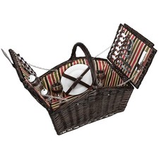 anndora cestino picnic 4 persone vimini cestino con manici marrone scuro + accessori 23 pezzi