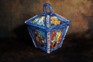 Lanterna con intarsi ceramica - con,