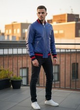 Giubbotto bomber uomo blu vera