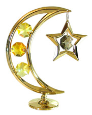 LUNA CON STELLA 24K GOLD PLATED CRYSTOCRAFT BOMBONIERE OGNI RICORRENZA SPECIALE