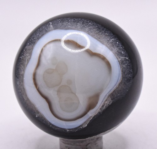 Sfera agata nera bianca blu - bianca,