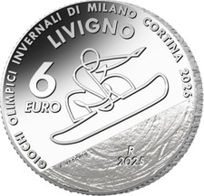 6 EURO ONCIA IN ARGENTO OLIMPIADI INVERNALI - LIVIGNO
