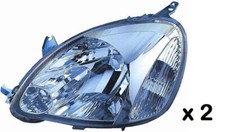 COPPIA FARI PROIETTORI ANT SX DX TOYOTA YARIS DAL 2003 AL 2005 H4 IMPIANTO VALEO