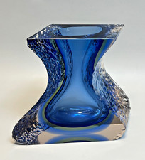 Vaso vintage in vetro blu di