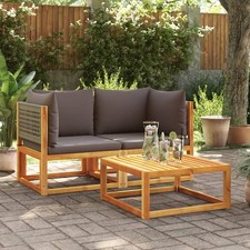 Divani da Giardino Angolari con Cuscini 2 pz in Legno di Acacia e Rattan