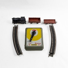 Trenini Rivarossi locomotiva, vagoni merci, binari, trasformatore di controllo