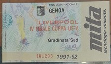 GENOA - LIVERPOOL                Coppa Uefa 91-92 Biglietto Stadio da Collezione