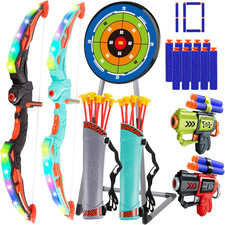 2 Pack Arco E Frecce per Bambini Set Di Tiro Con L'Arco Con Luci LED 16 Frecce G
